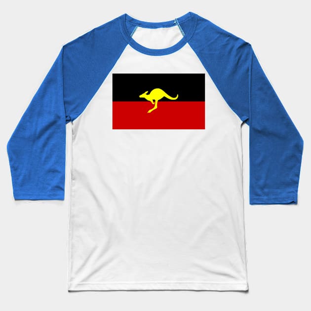 Aboriginal Australian Flag - Kangaroo Silhouette Baseball T-Shirt by Historia